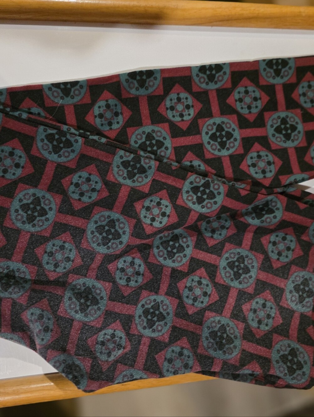 Lularoe Printed Geometric Midi Skirt in Burgundy and Teal OS[one Size]